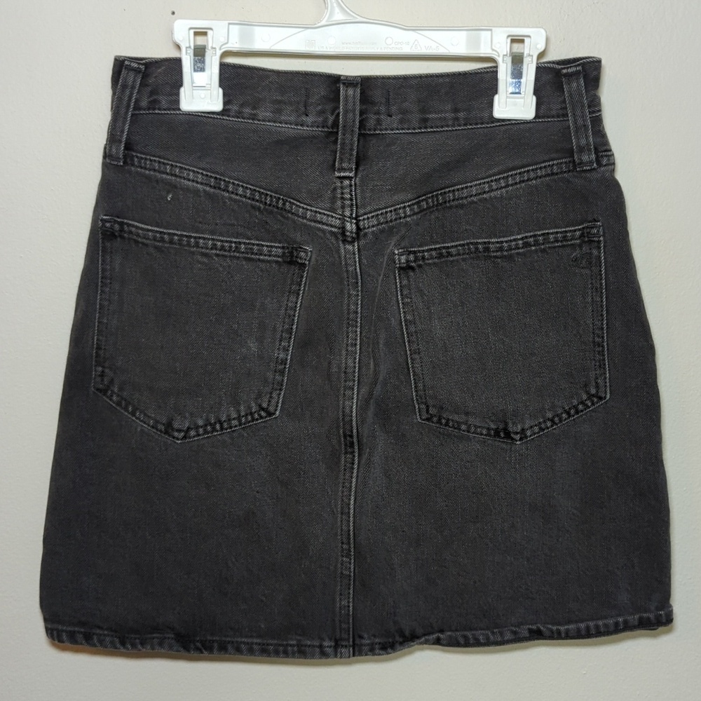 Madewell Black Denim Mini Skirt Rigid A-Line 100% Cotton Women's Size 23" - Picture 2 of 5